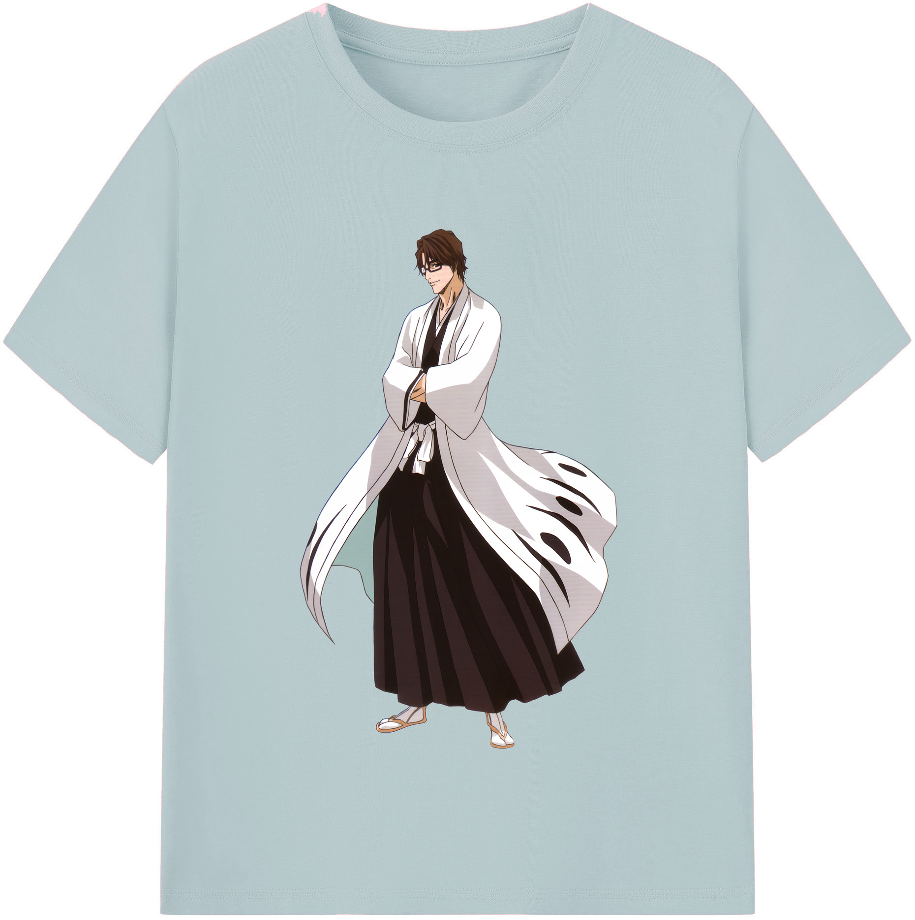 （画像用） ブリーチ 藍染 惣右介（あいぜん そうすけ） BLEACH Aizen Sousuke 綿100％半袖Tシャツ（フロントプリント）